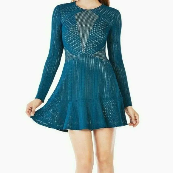 bcbgmaxazria fit & flare dresses BCBGMAXAZRIA Women's Tulip Square Neck Knee-Length Dress - Chalk